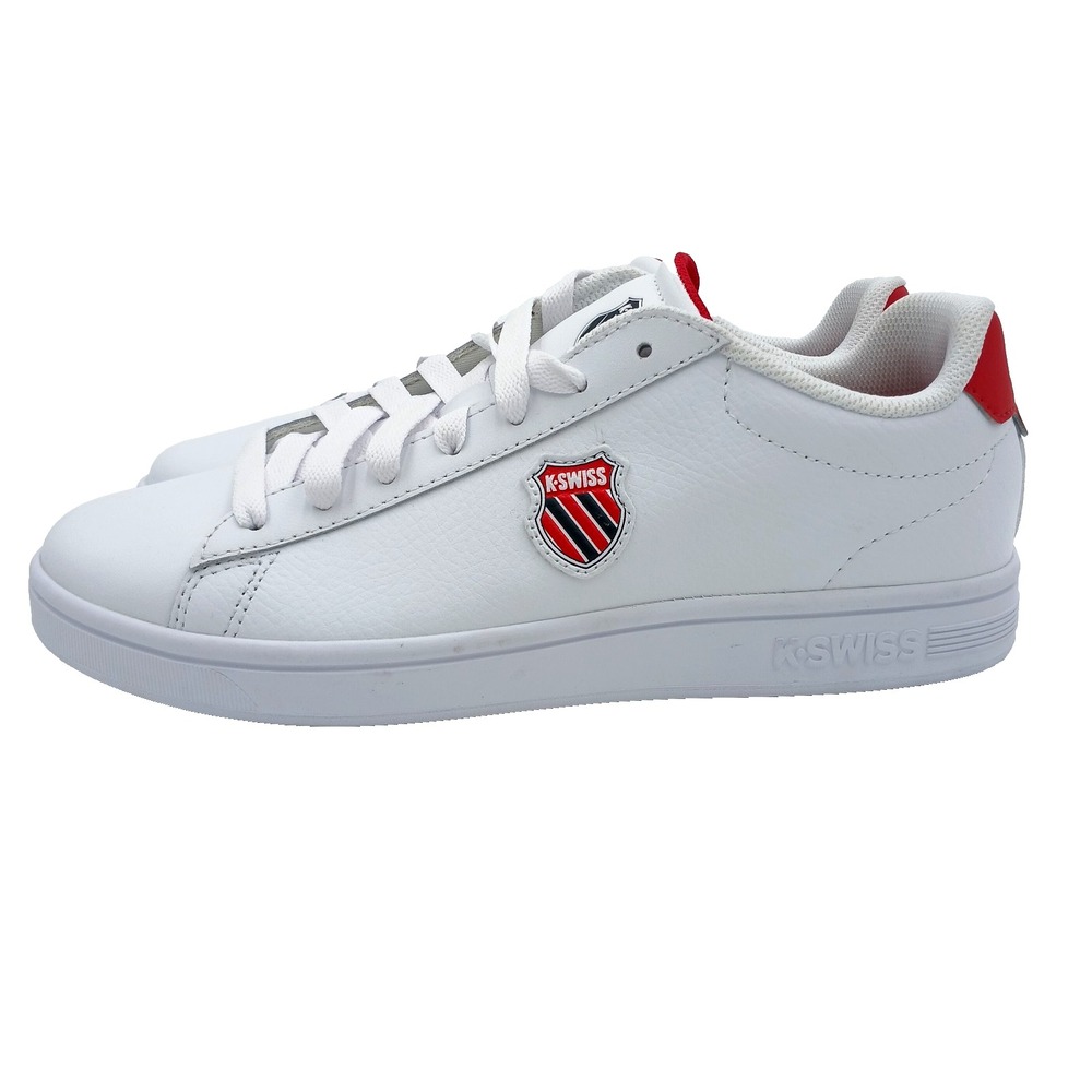K-Swiss Classic Court Shield II-Men Sneakers White Red 04412-128-M Shoes‎ Size 9